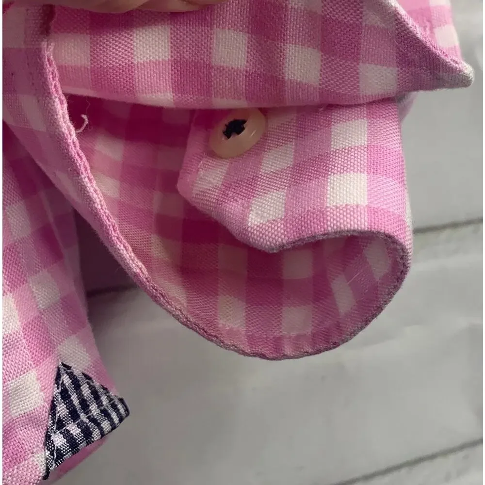 Banana Republic oxford shirt Camden Fit button front pink white gingham small